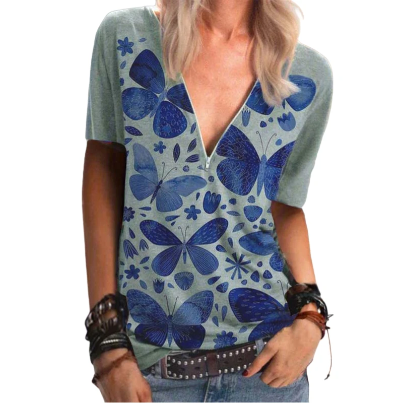 

Женская футболка с коротким рукавом и V-образным вырезом