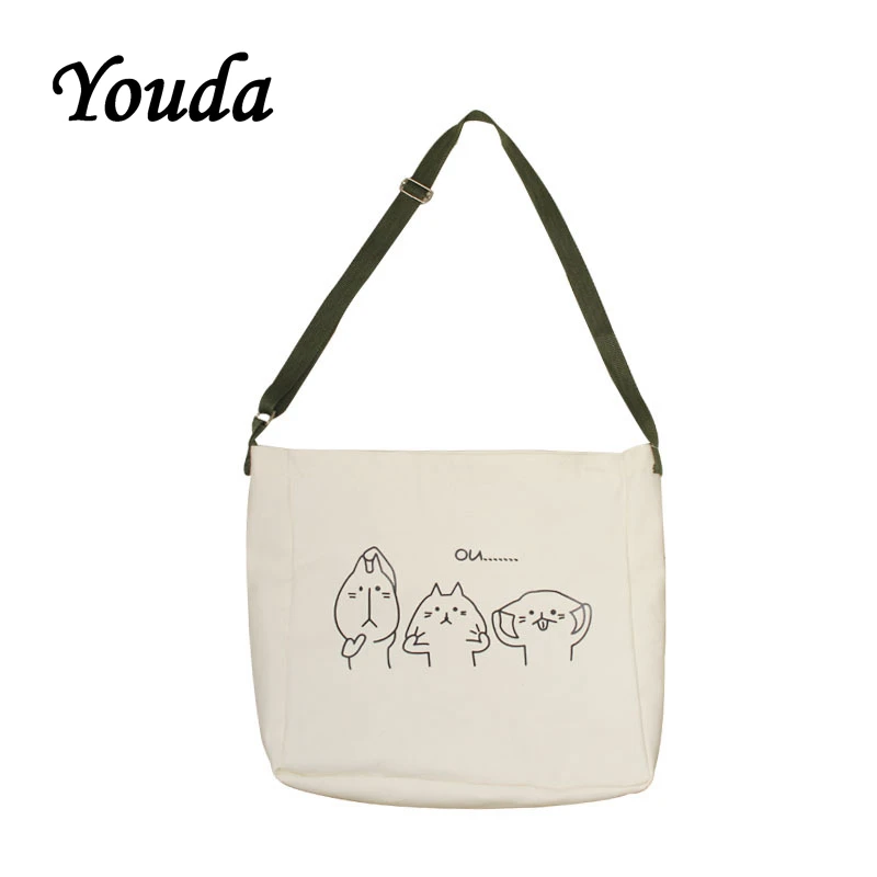 Youda модная одноцветная Большая вместительная Наплечная Сумка с мультяшным