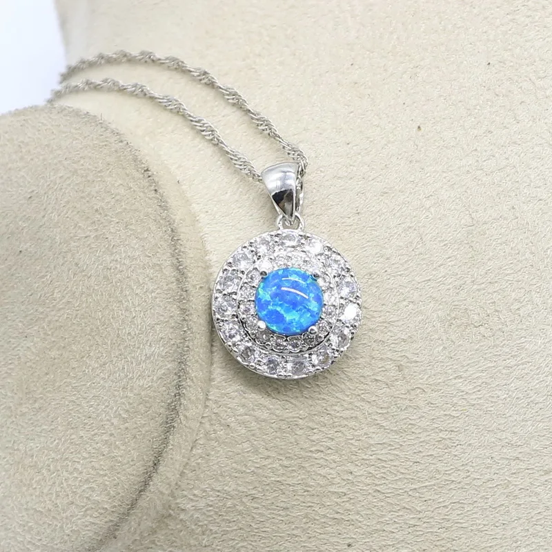 Серебро 925 белый опал Дубай ювелирные наборы для женщин ожерелье серьги кольцо с