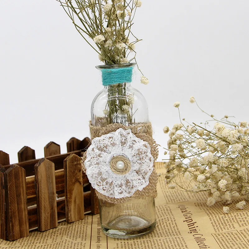 10 шт. 7 см Искусственные льняные кружевные цветы головки с жемчугом натуральный