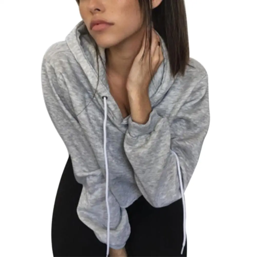 Casual Pullovers Women Girls Hoodie Woman Cozy Cropped Tops Hooded Cut Out Halter Short Sweatshirts Tracksuits Female