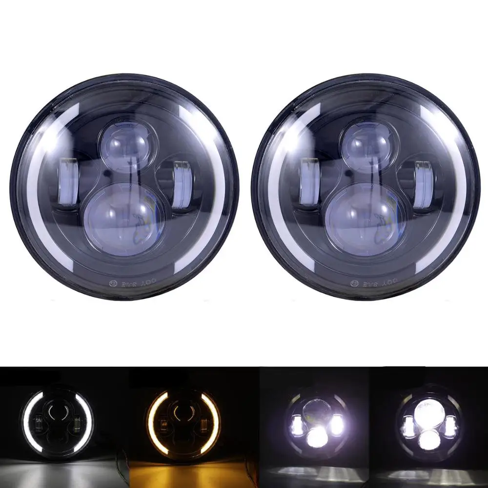 40w Headlight Black Для Suzuki Samurai UAZ Hunter 7 дюймов светодиодный проектор фара с halo DRL& Amber Поворотная сигнальная фара для Lada 4x4 Urban Niva - Цвет: 40w Headlight Black