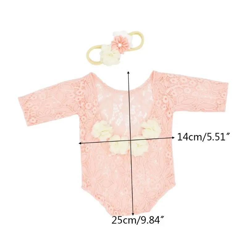 Кружевной Комбинезон для малышей + повязка на голову с жемчужинами аксессуары