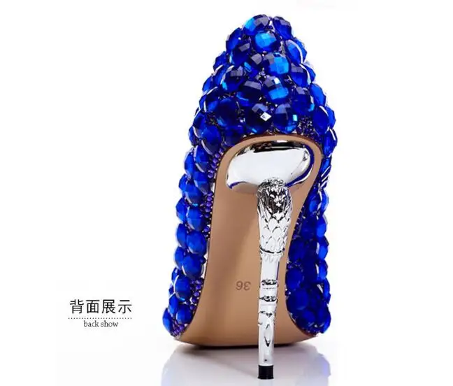 Женские туфли из натуральной кожи синие вечерние Фли-лодочки с острым носком на