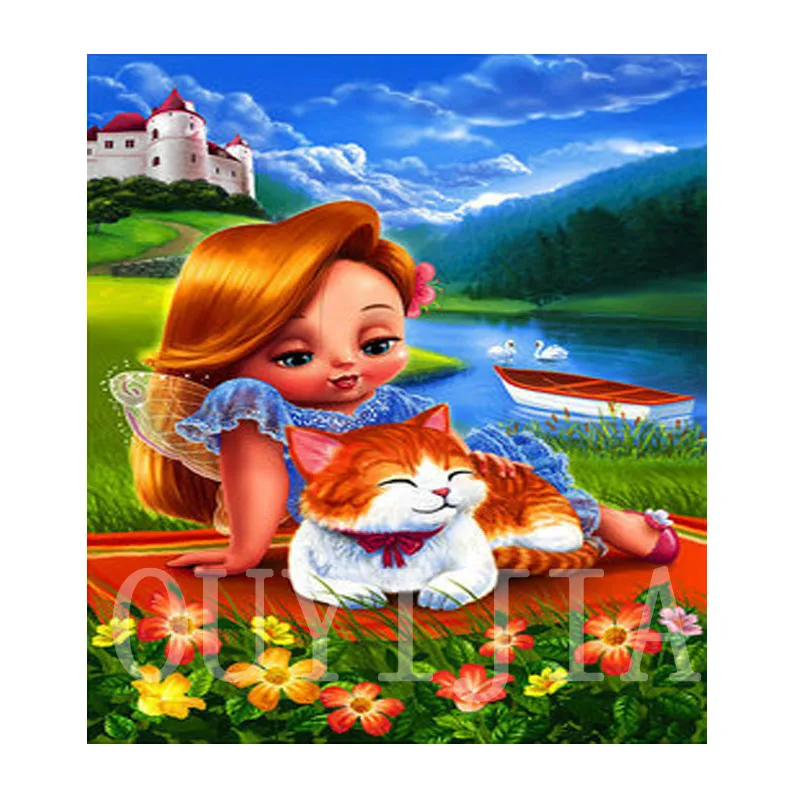 Алмазная живопись 5D сделай сам полный квадратный Круглый Мультфильм маленькая