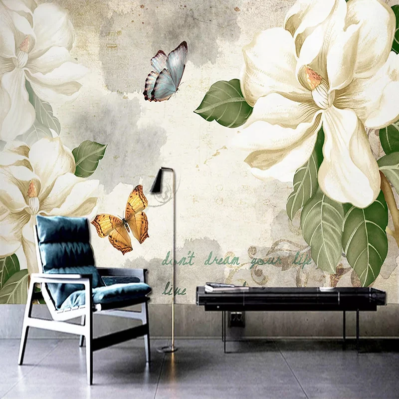 Пользовательские 3D настенные фрески настенная бумага винтажная цветочная