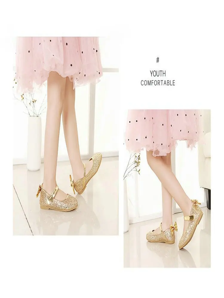 Новинка 2020 детская обувь кожаная принцессы для девочек Свадебная танцев|Кожаная