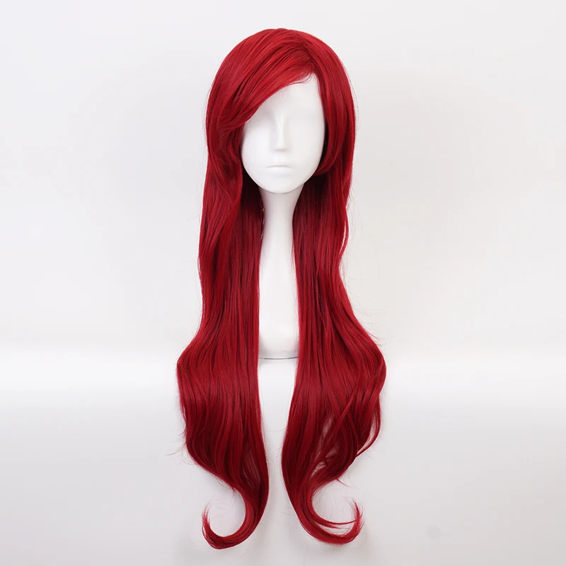 

Red 70cm The Little Mermaid Wig Synthetic Curly Hair Cosplay Wigs Princess Ariel Wig Role Play Costume + Wig Cap