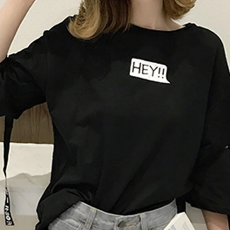 Женская летняя футболка с круглым вырезом Повседневная Свободная в стиле