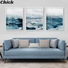 Абстрактный океанический пейзаж, настенная Картина на холсте, минималистичный скандинавский плакат, печать, декоративная картина для гостиной, домашний декор