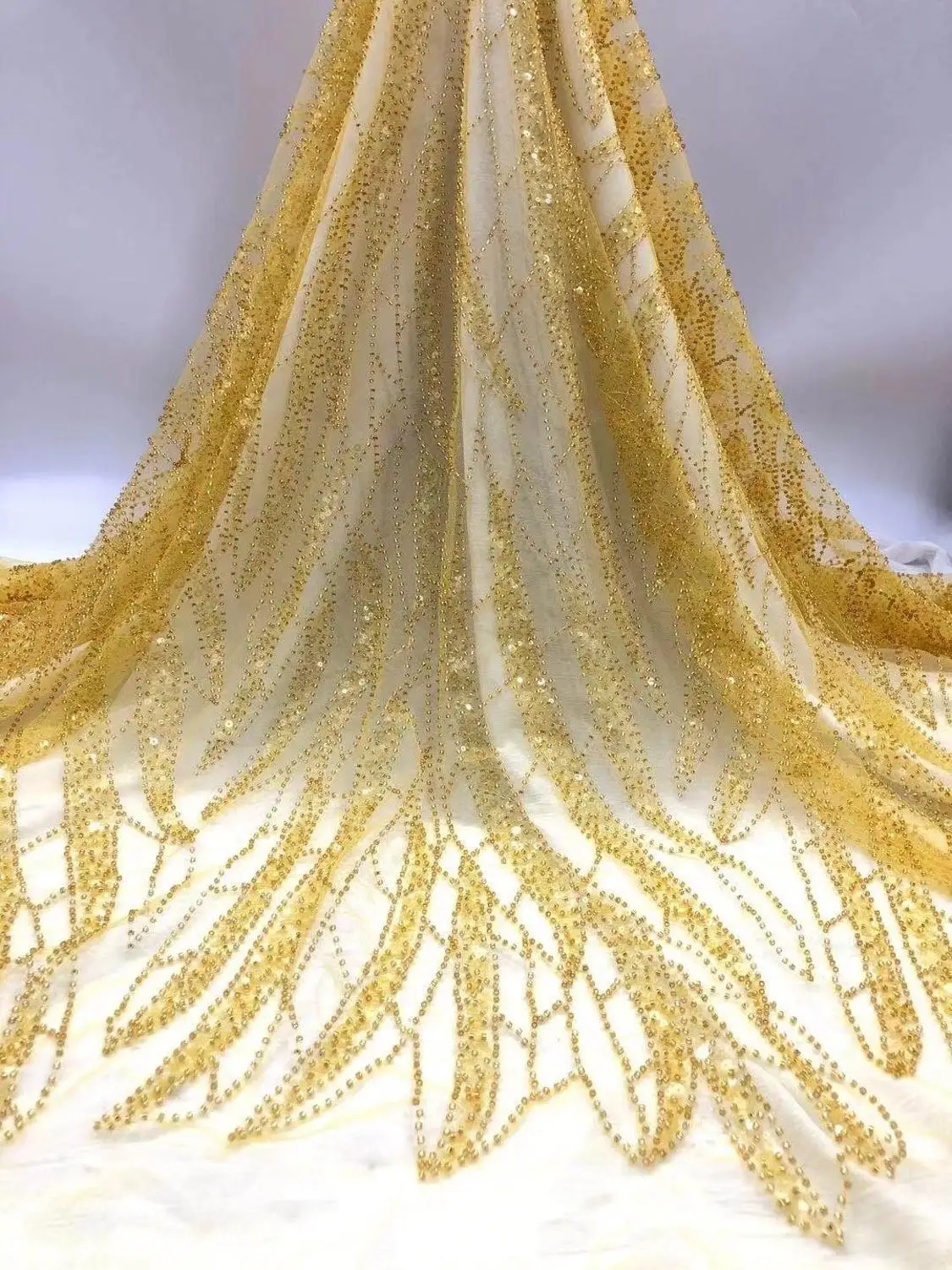 

Luxury Handmade Beads/Sequin Lace Latest African Lace Fabric High Quality Embroidery French Nigerian Net Lace Fabrics For Sewing