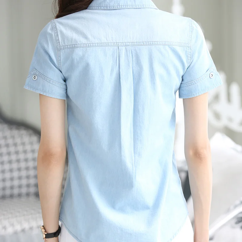 женская повседневная одежда 2019 летние модные свободные женские джинсовые блузки