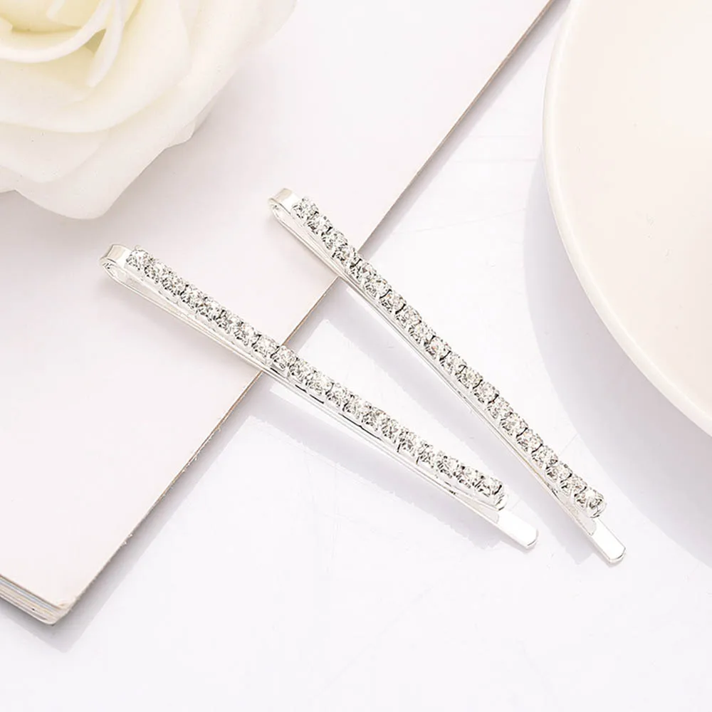 2 шт./компл. одна линия хрустальные стразы заколки для волос корейский стиль