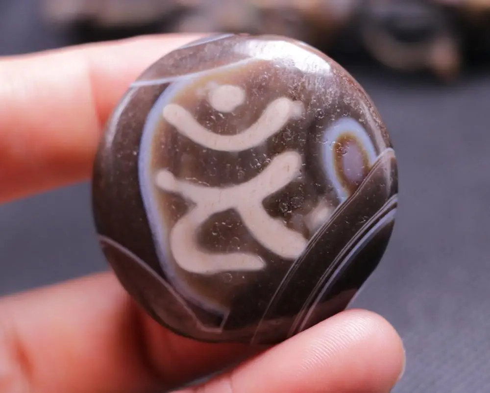 Волшебные тибетские старые Агаты OM слова монета козий глаз бусины дзи кулон