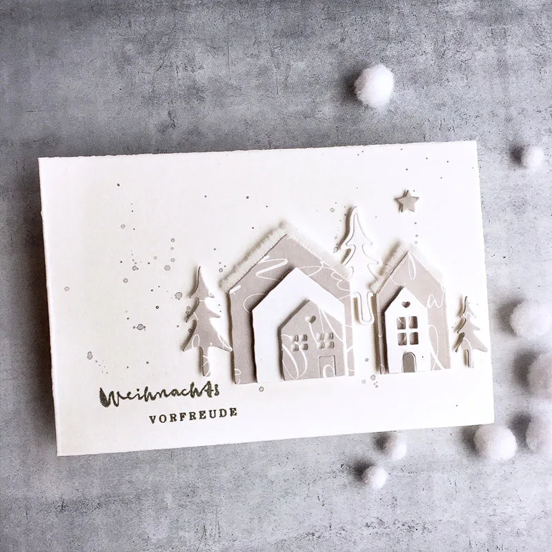 Хэллоуин зима девушка и мальчик дом цветок слово металлические пресс формы для