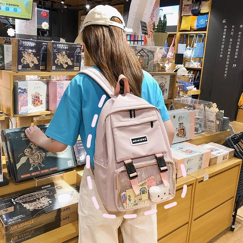 

Casual Transparent Designed Women Travel Backpacks Large Capacity Female High School Bags for Teenage Girls University Bookbags