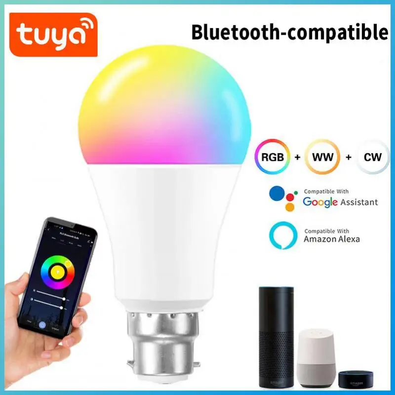 

Умная Светодиодная лампа Tuya E27 B22 10 Вт, лампа с поддержкой Bluetooth, Wi-Fi, 1000 люмен, RGB + C + W, управление через приложение Smartlife
