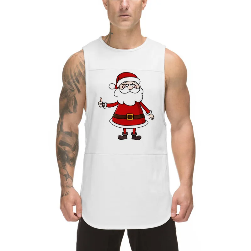 Новый Забавный жилет Санта Клауса Мужская сетчатая рубашка без рукавов для