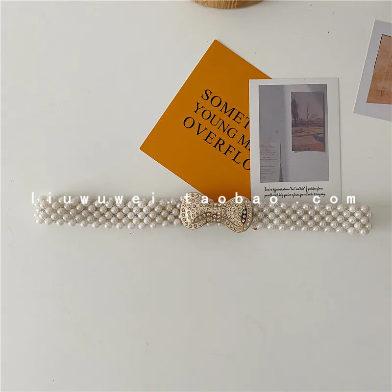 

Hanfu Dress Waist Seal Elastic Decorative Pearl Belt Women's Ins Style Fashionable All-Matching Coat Waist-Tight Fashion