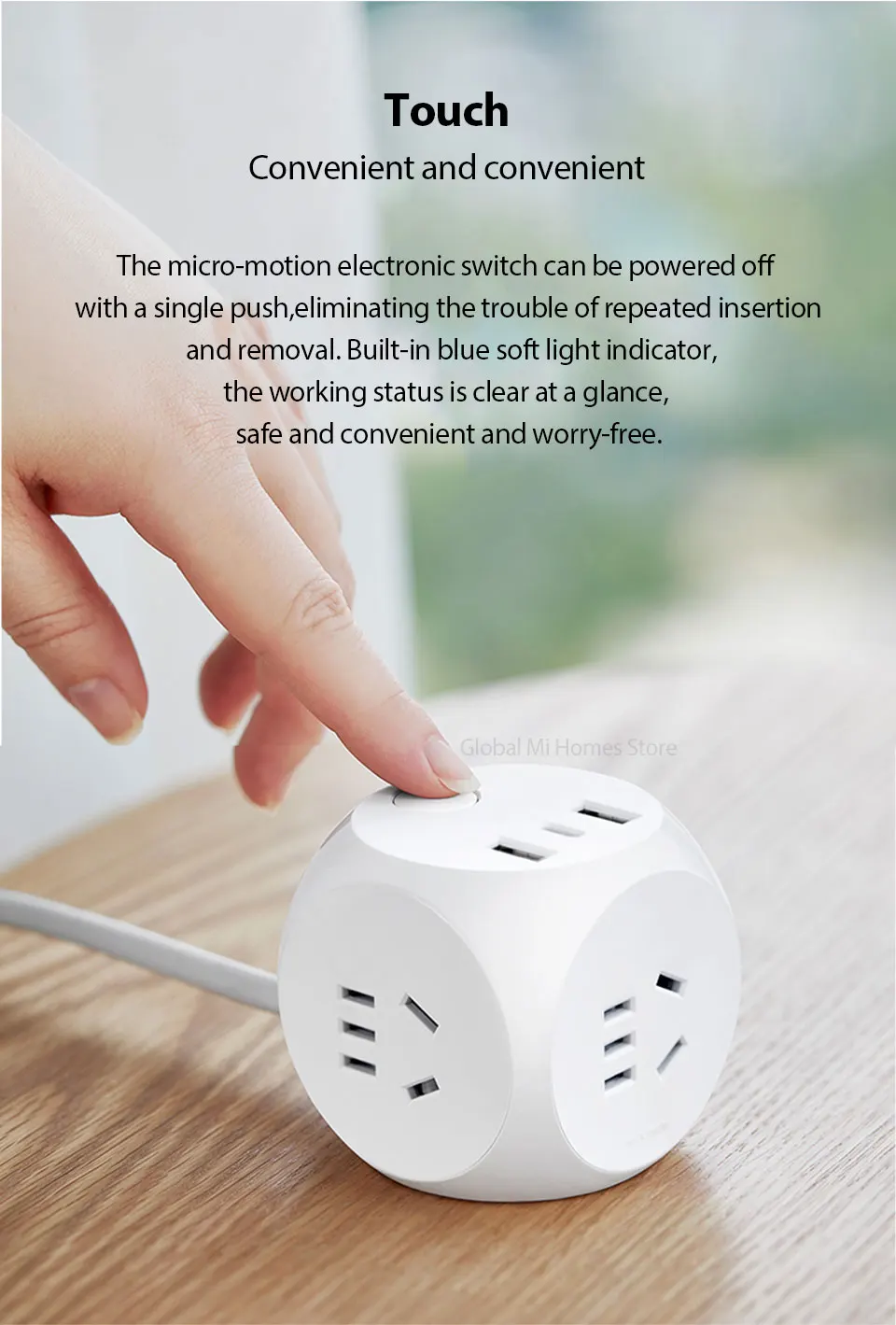 Xiaomi Youpin AIGO Magic cube розетка с адаптером питания, тремя портами национального стандарта, двумя портами USB и одним type-C