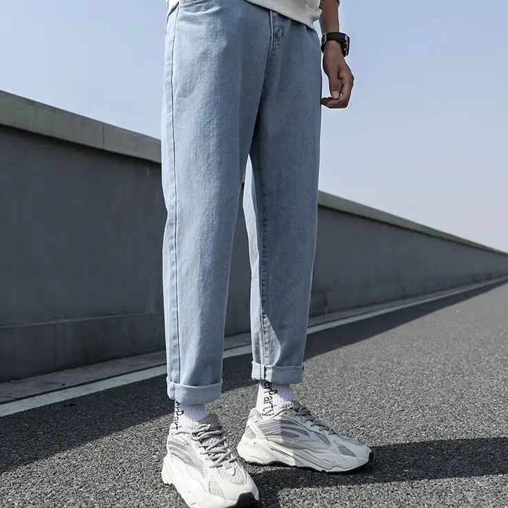 

Men Jeans Male Trousers Simple Design High Quality Cozy All-match Students Daily Casual Korean Fashion Ulzzang Ins Plus Size 5XL