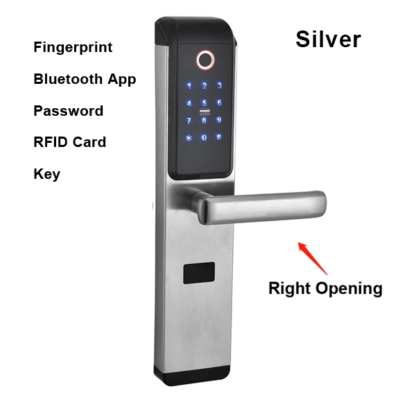 Finger Silver-Right Безопасность Смарт биометрический отпечаток пальца цифровой код RFID карты электронный дверной замок с Bluetooth App WiFi для дома - Цвет: Finger Silver-Right