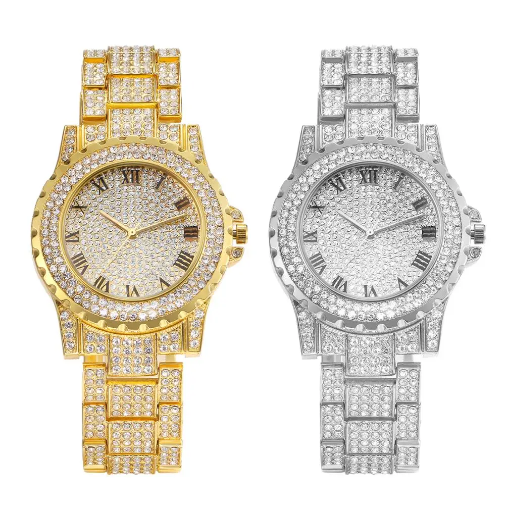 Lancardo Men Watches Top Brand Luxury Watch Gold Silver Color Diamond Watch for Men Waterproof Wristwatch Relogio Masculino