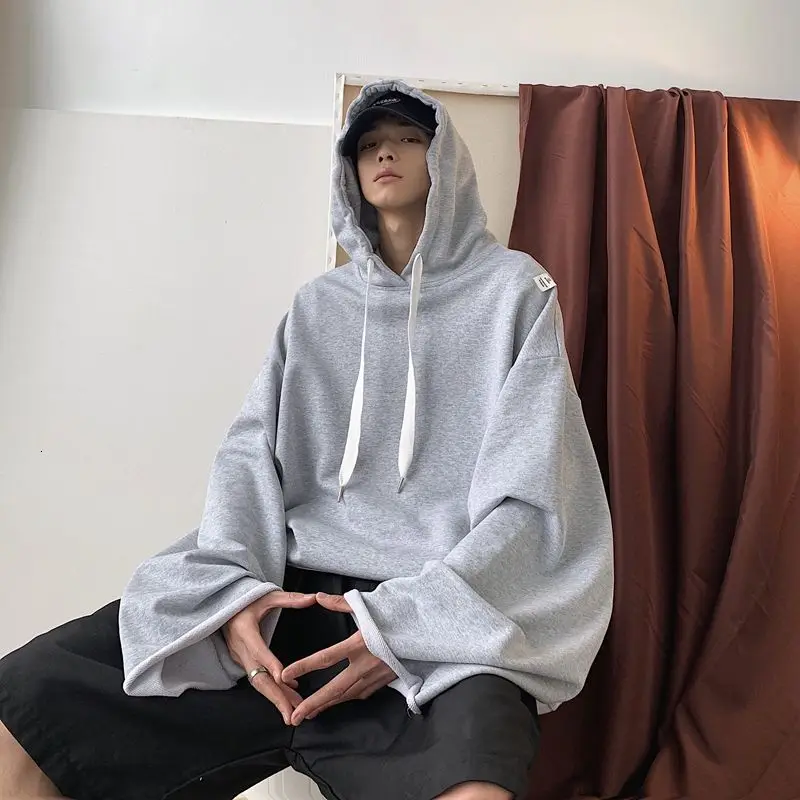 

Spring Cotton Hoodies Men's Fashion Casual Oversize Pullover Hoodie Men Streetwear Korean Loose Hip-hop Hooded Sweatshirt Mens