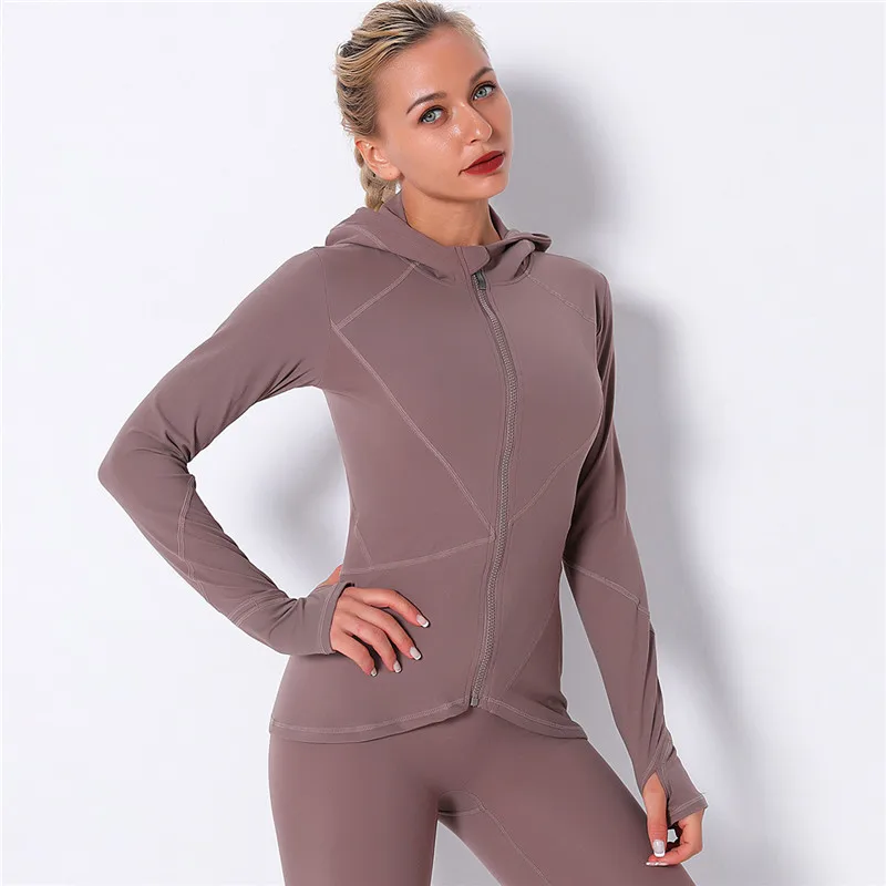 

Yoga Shirts With Hooded Fitness Zipper Sports Shirts Long Sleeve Gym Tops Training Yog Tops Sports WearÂ Breathable Yoga T-Shirts