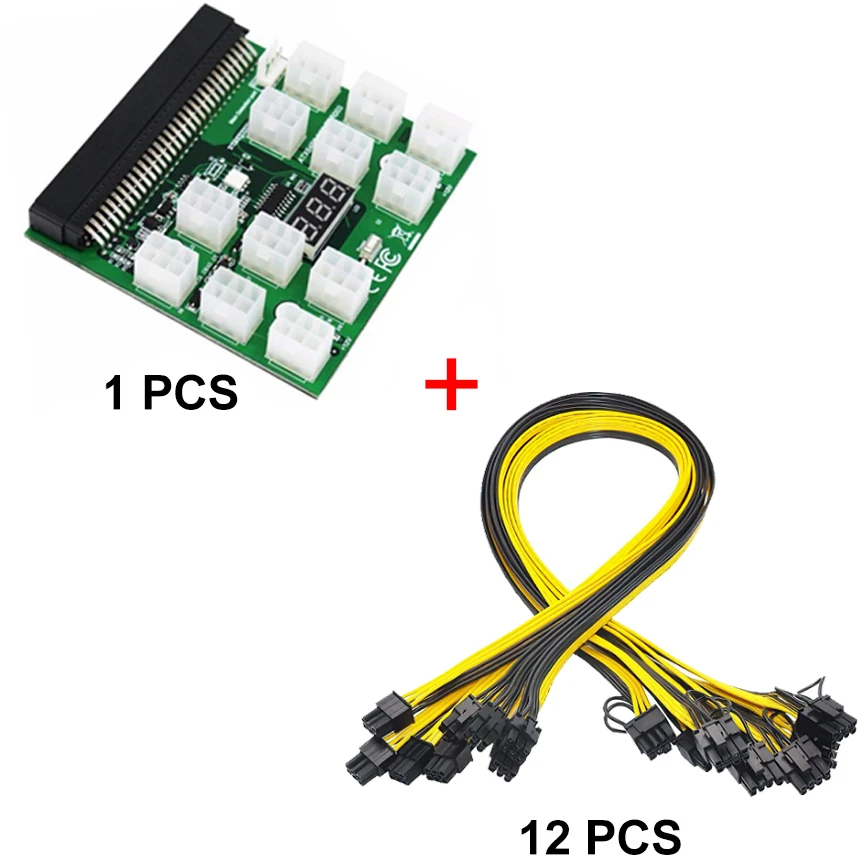 

Power Module Breakout Board Kits with 12pcs 17pcs 6Pin to 8Pin Power Cable for HP 1200W 750W PSU Server GPU Mining Ethereum