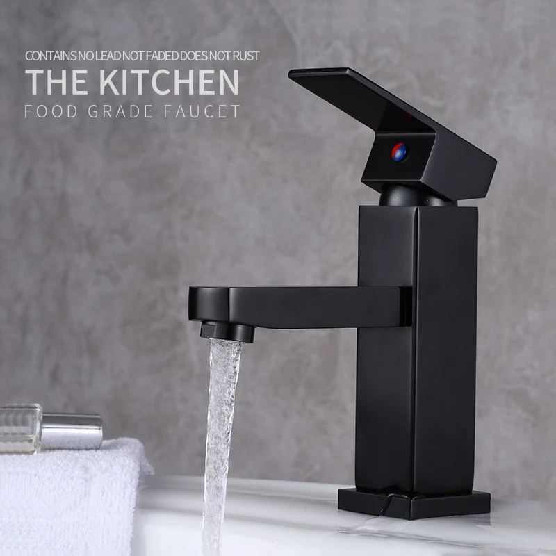 Роскошный квадратный алюминиевый смеситель для раковины в ванной комнате кран