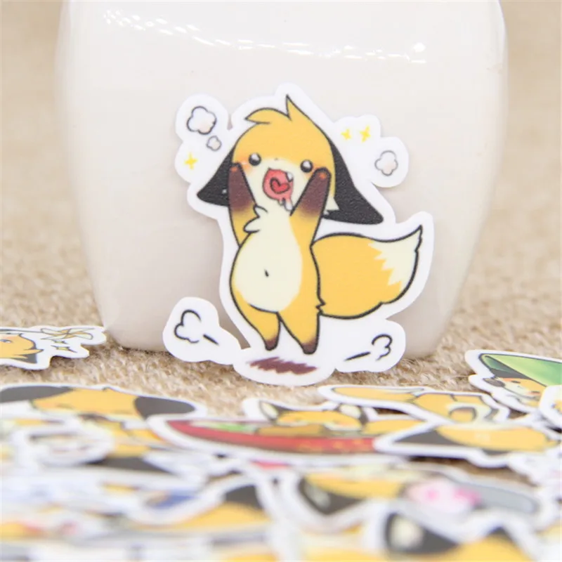 40 шт./лот наклейка с желтой лисой для телефона чехол автомобиля