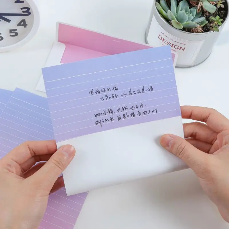

4 Set/Pack Creative Beautiful Letterhead Envelope Small Fresh Gradient Color Students Writing Supplies Gifts
