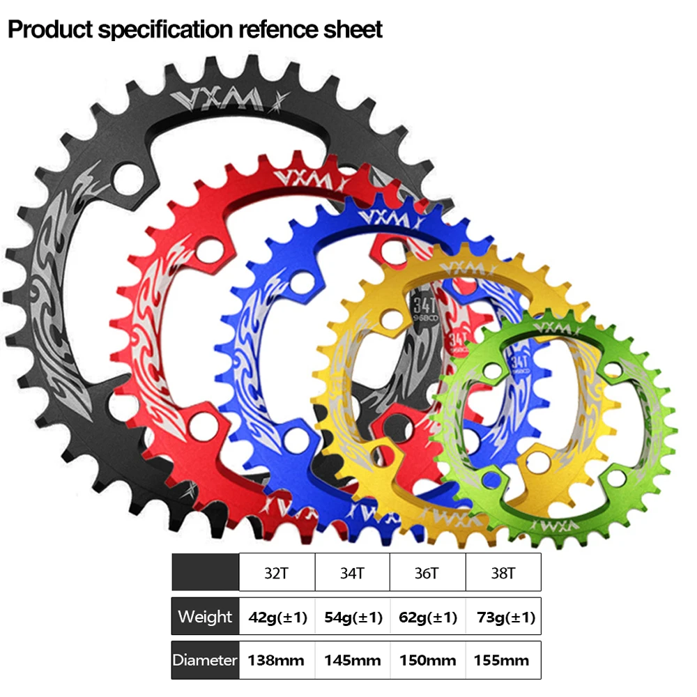 Велосипедная цепь VXM 96BCD MTB 32T 34T 36T 38T узкая широкая круглая m4000|chainwheel mtb|bicycle partscrankset
