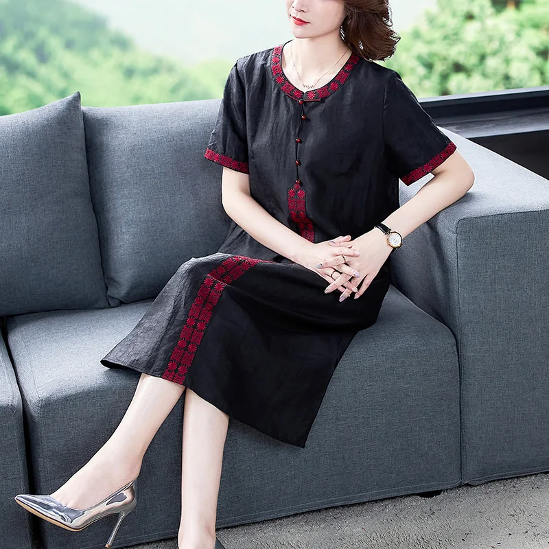 Женское платье-Ципао из искусственного шелка длинное платье в китайском стиле с