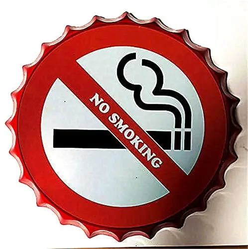 

Royal Tin Sign Bottle Cap Metal Tin Sign No Smoking Diameter 13.8 inches, Round Metal Signs for Home and Kitchen Bar Cafe Gas