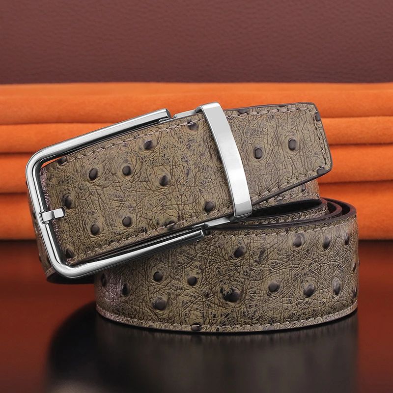 Stainless Steel Pin Buckle Luxury Black Belt Men's Cowhide Casual Belt Belt High Quality Designer Cintos Masculinos