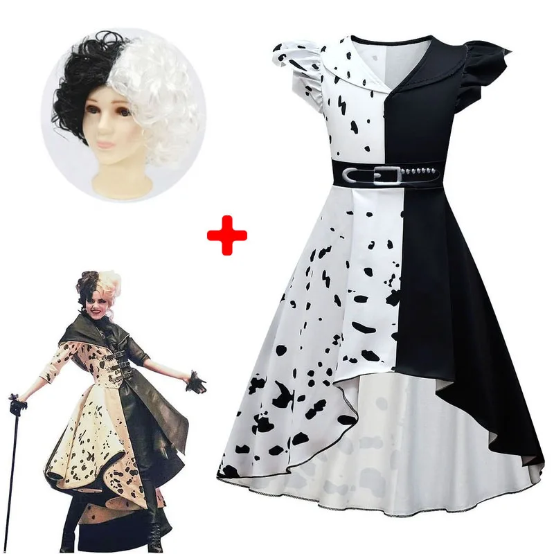 Детские платья Карнавальные костюмы Cruella De Vil Черно-белые вечерние на Хэллоуин