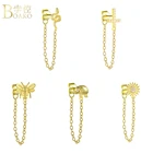 BOAKO 925 стерлингового серебра серьги для женщин, цепочка, серьги-гвоздики в форме цветов и животных золото, высокое качество, для девочек, хорошее ювелирное изделие, модные серьги в форме