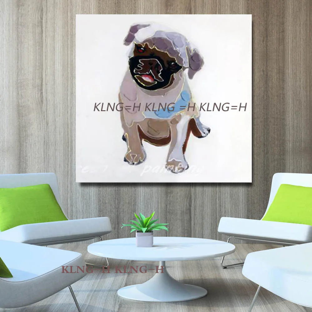 Producto divertido pinturas de animales perro precioso lienzo pintura al óleo decoración pintada a mano arte para sala | Дом и сад