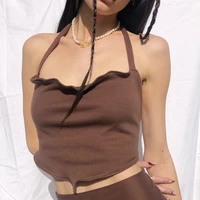 2021 summer women sexy halter neck bandage camisole fashion casual sleeveless y2k cropped tops backless short top high street