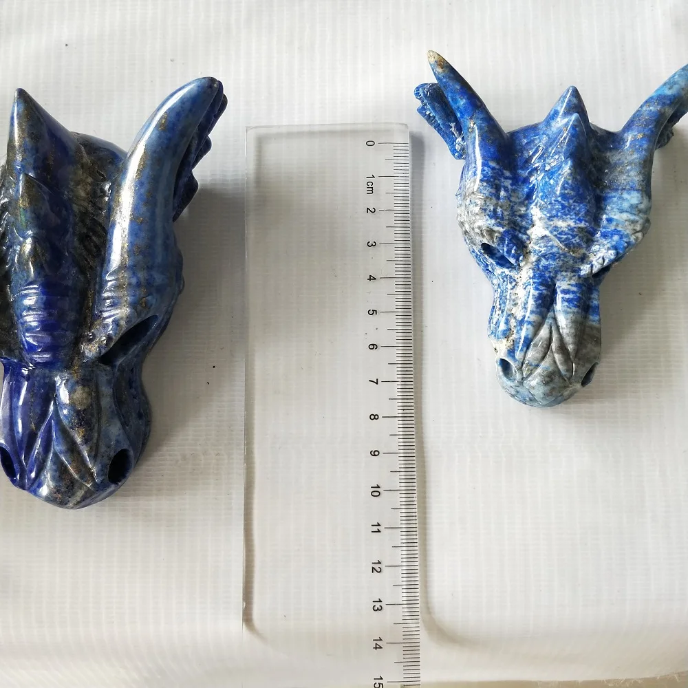 Хрустальный череп натуральный камень лазурит резьба дракон | Дом и сад