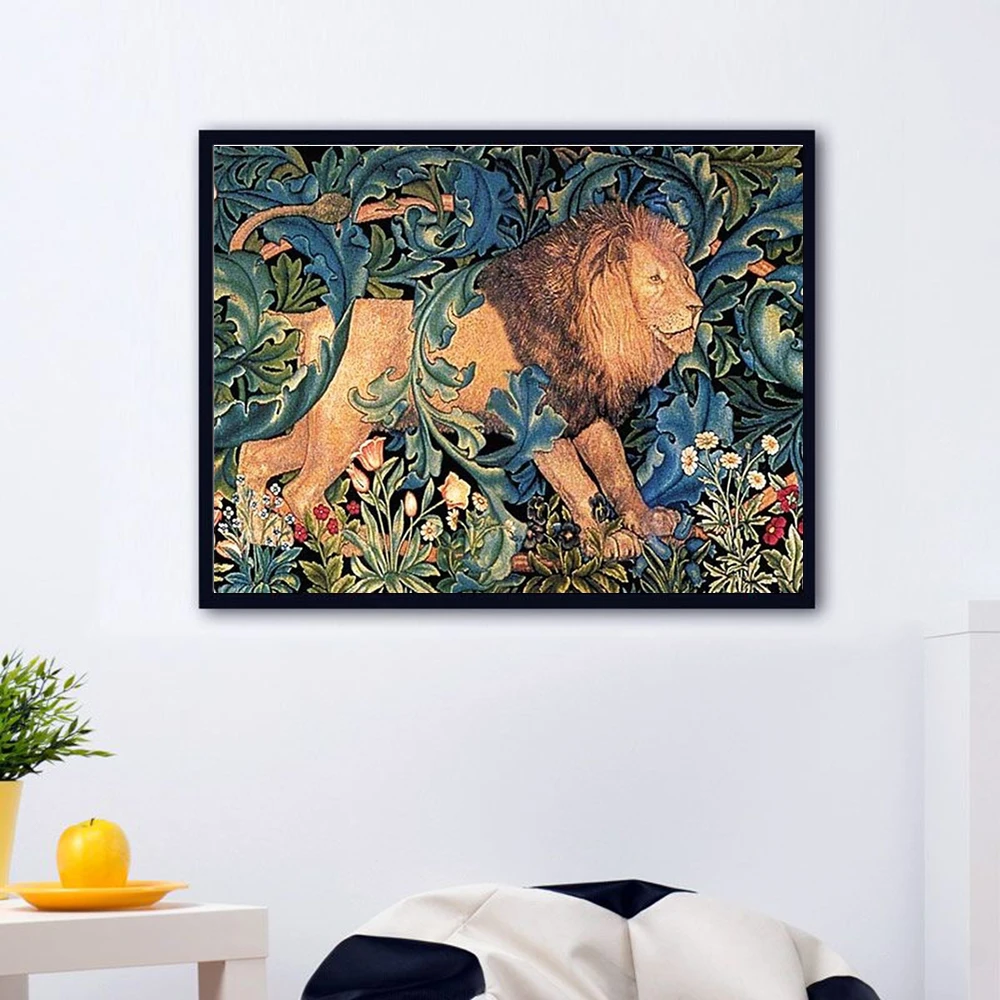 AZQSD картина маслом по номерам животных сделай сам украшения дома Раскраска Лев