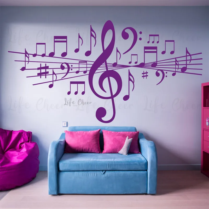 Musical Notes Wall Art Decals - Music Studio Decoration Dancing Music Notes Sticker - Vinyl Removable Posters image 2