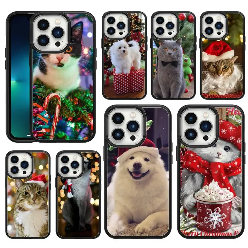 

Christmas puppy dog cat Phone Case For iphone 12 11 x xs xr 8 7 6 5 se plus promax PC&TPU soft Cover Fundas