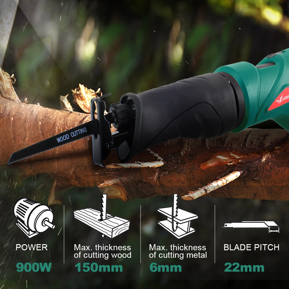 

900W Electric Saw Reciprocating Saw Multifunction Saber Hand Saw with Rotating Handle for Wood and Metal Cutting