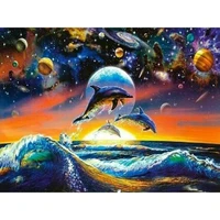 5d diy diamond painting cross ctitch kits diamond mosaic embroidery abstract dolphin milky way star 3d painting round drill gift
