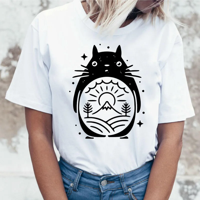 Totoro футболка Женская Топ Футболка студия Ghibli kawaii 90s Графический harajuku Miyazaki Hayao женская мода - Цвет: 20427