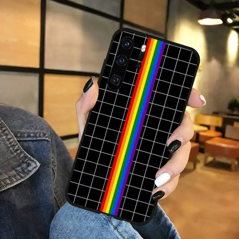 Радужный клетчатый чехол для телефона с надписью love геев Huawei P9 P10 P20 P30 Lite 2016 2017 2019
