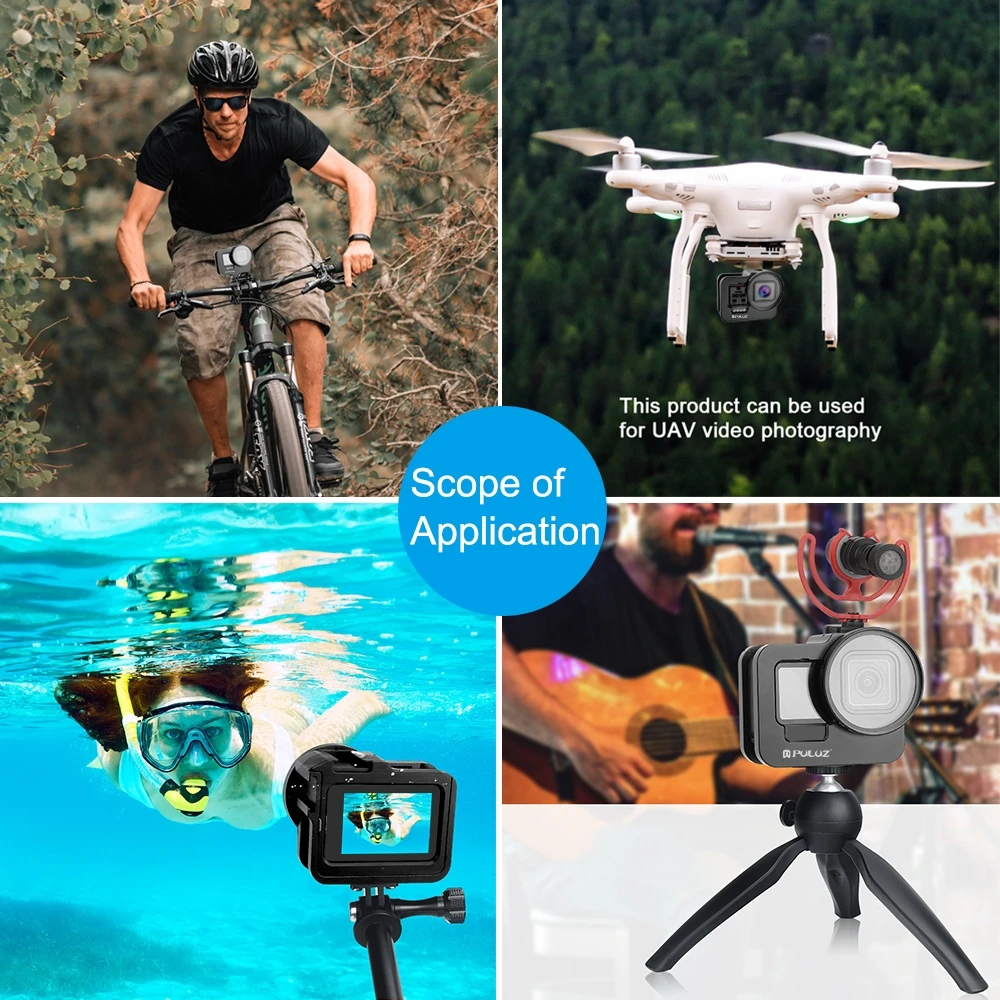 

PULUZ for GoPro HERO9 Black Thin Housing Shell CNC Aluminum Alloy Protective Cage with Insurance Frame 52mm UV Lens